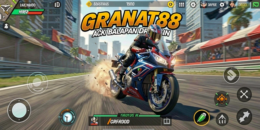 Screenshot menunjukkan aksi balapan motor yang mendebarkan.