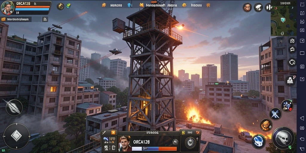 Tampilan menegangkan pertahanan menara di ORCA128 dengan gameplay seru.