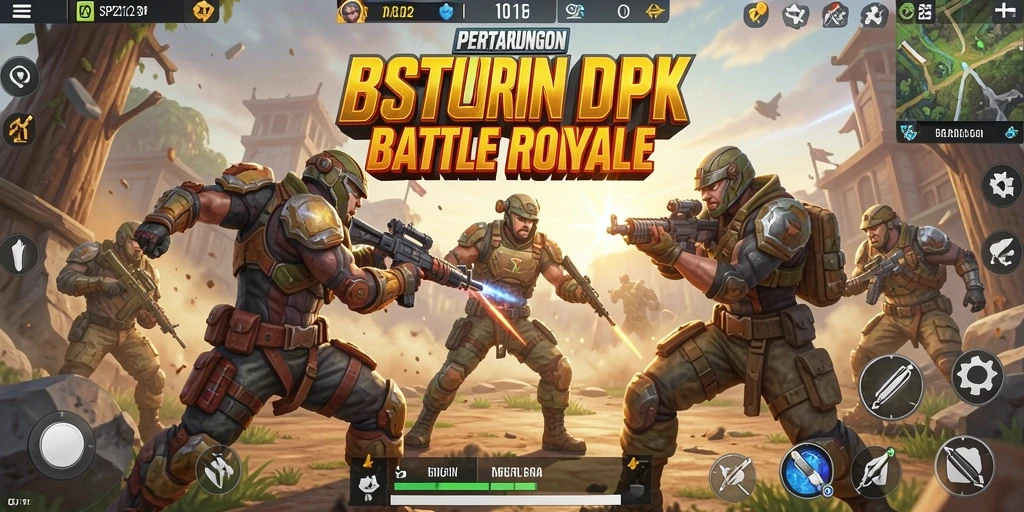 Tangkapan layar SP212 menampilkan aksi intens dalam pertempuran Battle Royale.