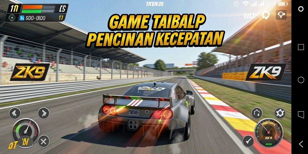 Screenshot menampilkan balapan seru di ZK9 dengan grafik yang menawan.